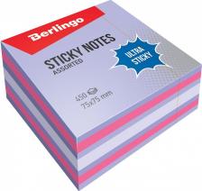 Блокнот Berlingo Самоклеящийся блок "Ultra Sticky", 75 х 75 мм, 450 листов, 3 цвета