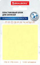 Блокнот Brauberg Блок самоклеящийся прозрачно-желтый стикеры TRANSPARENT 76х76мм 100 листов