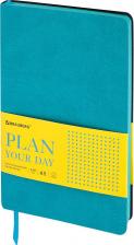 Блокнот Brauberg Ежедневник недатированный А5 "Stylish", гибкий, 160 л., кожзам, бирюзовый, 111862