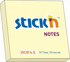 Блокнот Hopax Блок самоклеящийся (стикер), 76х76 мм, 100 л., желтый, пастель, 21007