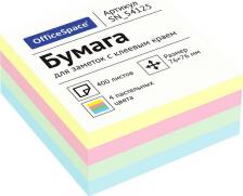 Блокнот OfficeSpace Самоклеящийся блок 76х76 мм, 400 л, 4 пастельных цвета SN_54125