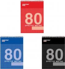 Блокнот ОфисМаг Блокнот А5, 80 л., гребень, мелованная картонная обложка, клетка, 3 вида, 123021