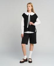 Блуза для девочки Button Blue Блузка прямого силуэта с длинным рукавом белая (134)