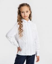 Блуза для девочки Button Blue Блузка с кружевом и отложным воротником белая (128)