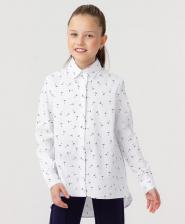 Блуза для девочки Button Blue Рубашка с принтом белая (152)