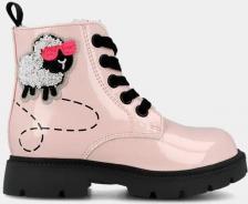 Ботинки, полуботинки для девочки Garvalin Детские ботинки с блестящей отделкой и деталями в виде овечки, черный/розовый