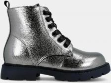Ботинки, полуботинки для девочки Garvalin Детские ботинки в военном стиле с застежкой-молнией и шнурками, серебряный