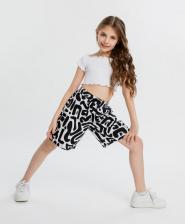 Бриджи, шорты для девочки Button Blue Шорты 124BBGF60020213, черно-белый, 146