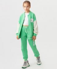 Брюки, леггинсы для девочки Button Blue Джоггеры детские 123BBGJC56024800, зеленый, 158