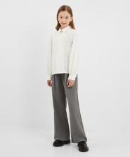 Брюки, леггинсы для девочки Gulliver Брюки трикотажные с поясом на резинке серые для девочки (152)