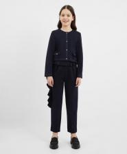 Брюки, леггинсы для девочки Gulliver Брюки зауженные с рюшами синие для девочки (140)