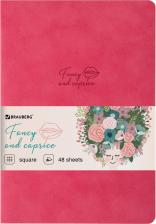 Бумажная продукция Brauberg Тетрадь 48 л. в клетку обложка кожзам под замшу, сшивка, A5, КОРАЛЛОВЫЙ, CAPRISE, 403858
