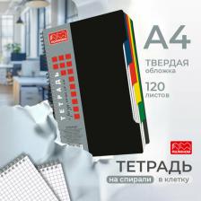 Бумажная продукция Полином Бизнес-тетрадь А4 120 листов черная в клетку на спирали (203х290 мм)