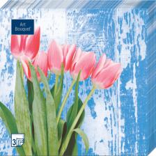 Бумажные полотенца Art Bouquet Салфетки бумажные красные тюльпаны 33х33 3сл 20шт