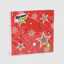 Бумажные полотенца Bulgaree Green Салфетки Звезды на красном 3 слоя, 33x33 см, 20 шт
