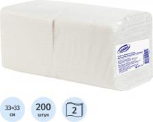 Бумажные полотенца Luscan Салфетки бумажные 33x33 см белые 2-слойные 200 штук в упаковке