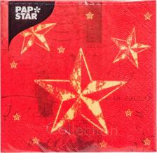 Бумажные полотенца Papstar Салфетки бумажные Звездное Сияние 33х33 см, 3 слоя, 100 шт. красные