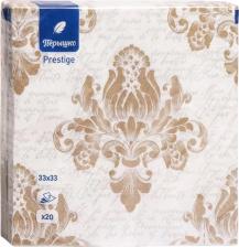 Бумажные полотенца Перышко Салфетки, Prestige, 20 шт, 3 слоя, 33х33 см, Поэма, 6090