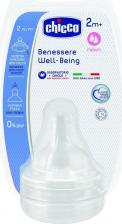 Соска для бутылочек Chicco Соска Well-Being 2шт.,2мес.+,силикон средн.поток (стандарт)