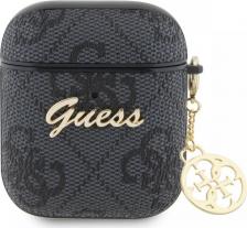 Чехол Guess Чехол для Airpods 1/2 из экокожи с шармом Black