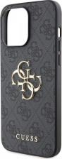 Чехол Guess Чехол для iPhone 15 Pro Max из экокожи 4G Big metal logo, серый