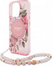 Чехол Guess Чехол для iPhone 16 Pro с MagSafe и ремешком на руку, розовый