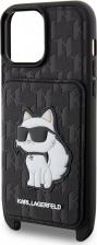 Чехол Karl Lagerfeld Чехол для iPhone 15 Pro Max из экокожи с ремешком NFT Choupette Hard Blk