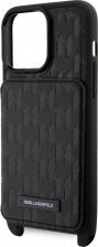 Чехол Karl Lagerfeld Чехол для iPhone 15 Pro Max с ремешком и карманом для карт, черный