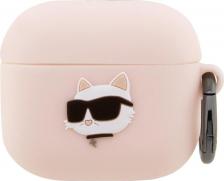 Чехол Karl Lagerfeld Чехол с карабином Silicone case NFT 3D Choupette для AirPods 3, Розовый