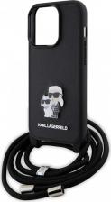 Чехол Karl Lagerfeld для iPhone 15 Pro чехол Crossbody PU Saffiano NFT Karl & Choupette Metal Hard Black