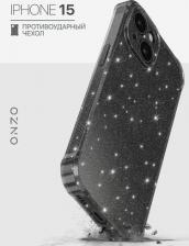 Чехол Onzo Блестящий чехол для iPhone 15 с рельефными гранями, темно-прозрачный