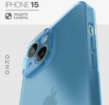 Чехол Onzo Чехол для iPhone 15 защитный, тонкий, голубой прозрачный