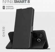 Чехол Onzo Чехол-книжка для Infinix Smart 8 с карманом, с подставкой, черный