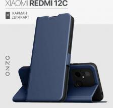 Чехол Onzo Чехол книжка на Xiaomi Redmi 12C / POCO C55 с карманом, искусственная кожа, синий