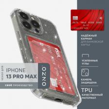 Чехол Onzo Чехол на iPhone 13 Pro Max с картой прозрачный с блестками
