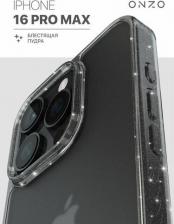 Чехол Onzo Матовый чехол на iPhone 16 Pro Max темно-прозрачный с блестками, с рельефными краями
