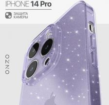 Чехол Onzo Силиконовый чехол на iPhone 14 Pro, лилово-прозрачный с блестками