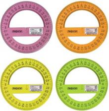 Чертежная принадлежность Пифагор Транспортир 12 см, 360 градусов, прозрачный, неоновый, 210621