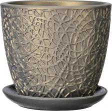 Декор/украшение Композит Горшок из бетона с поддоном Паутинка жемчуг бутон №1 D11
