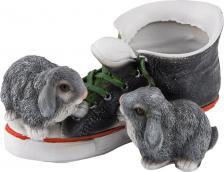 Декор/украшение Park Цветочное кашпо Кед с зайцами 169445 серый 1 шт