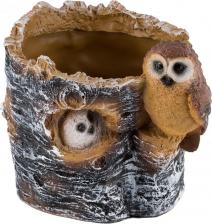 Декор/украшение Park Цветочное кашпо Пенек березовый с совами 169448 коричневый 1 шт