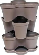 Декор/украшение Протэкт Цветочный пластиковый тройной горшок Цветочный тройной горшок Мокко пластик, 17х38.5х38.5 см, 3 шт, с подставкой КГ-М ГЦ-17 М