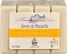 Мыло La Cigale Набор марсельского мыла Апельсиновый цвет и Аргана, 4шт по 100гр