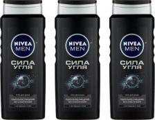 Гель для душа Nivea Гель для душа мужской "Сила угля" очищение без сухости кожи, 250 мл, 250 г, 3 шт