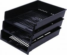 Другие канцтовары Brauberg Лотки горизонтальные для бумаг, КОМПЛЕКТ 3 шт., 340х270х70 мм, черный, "Office", 237255