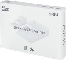 Другие канцтовары Deli Лоток для бумаг горизон NuSign ENS001-white набор 2шт + органайзер бел