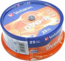 DVD-R диск Verbatim Диски DVD-R 4.7Gb Shrink/25 (43730) 16x
