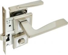 Дверная ручка Punto Дверные ручки Rich, с запиранием, комплект, цвет никель/хром