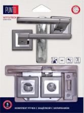 Дверная ручка Punto Дверные ручки Tech, с запиранием, комплект, цвет графит/хром