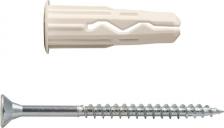 Дюбель Европартнер Универсальный нейлоновый дюбель белый, multi pro, 6x25 мм, шуруп multi, потайная голова, неполная резьба, tx25, zn, 4,5x50 мм, бита tx, 25 шт. RB3